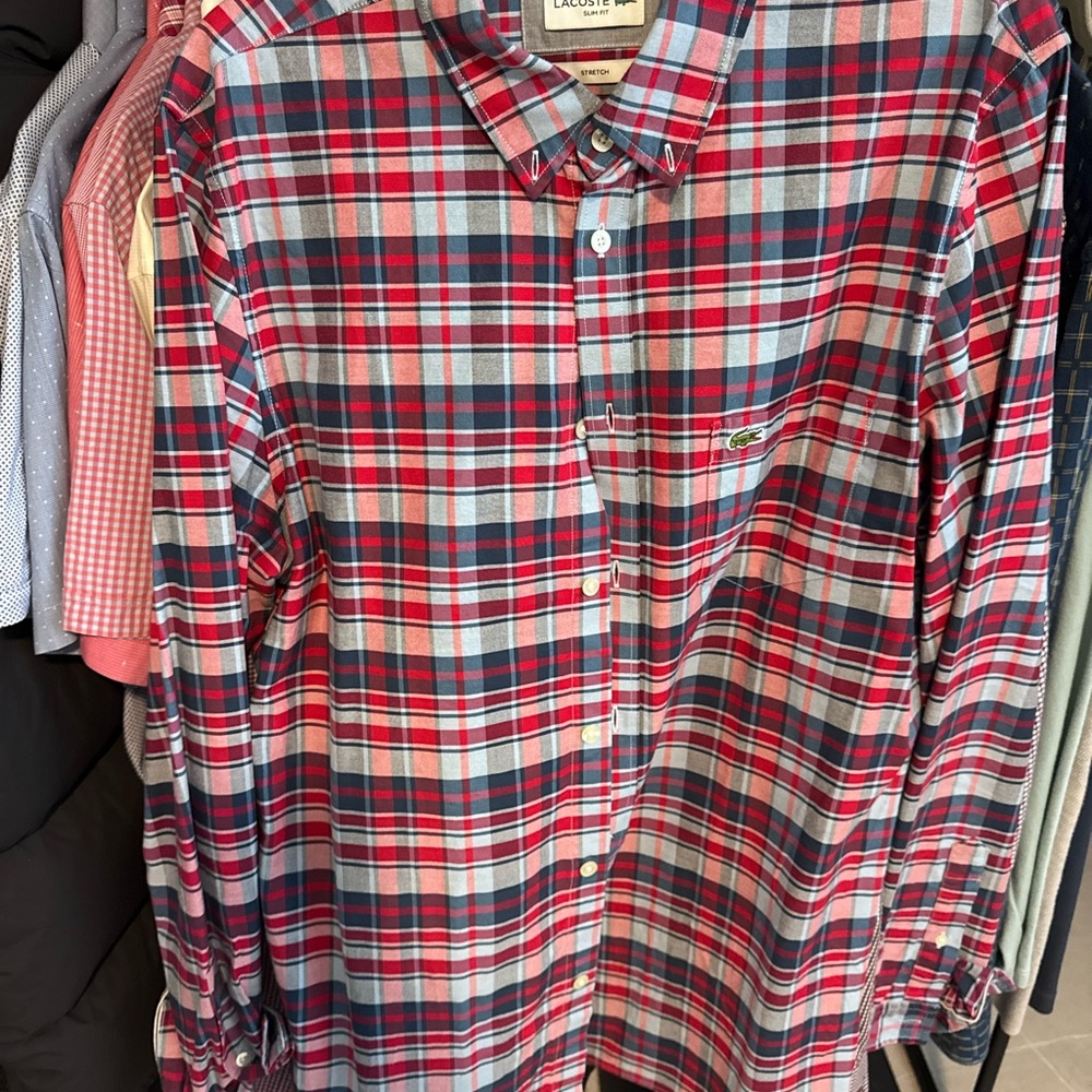 Lacoste Kids Checkered Shirt - Red and Blue